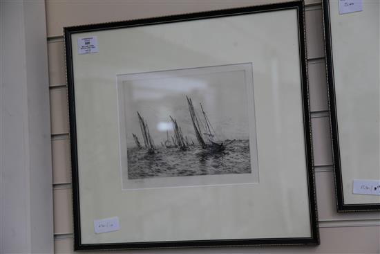 William Lionel Wyllie (1851-1931) Fishing boats at sea 9 x 10.5in.